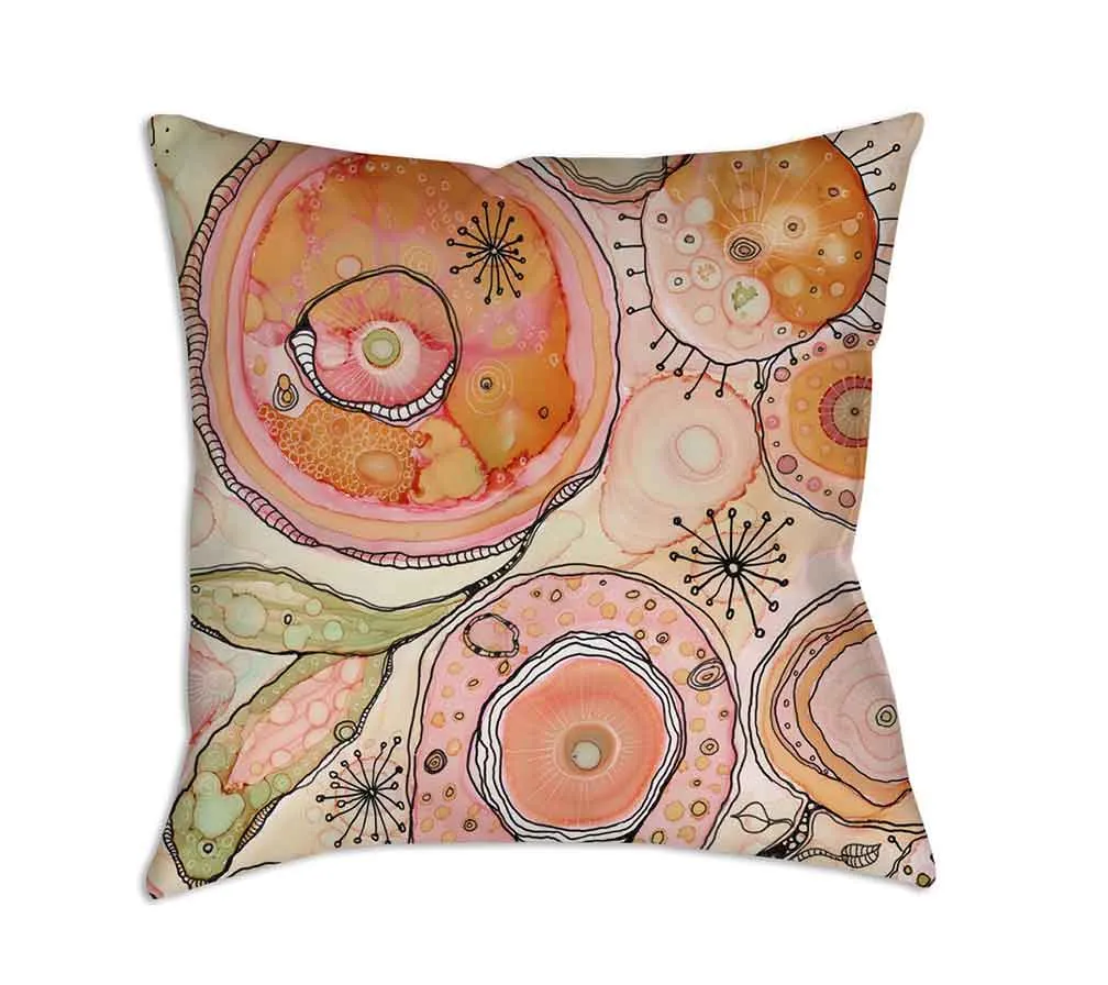 Floral Throw Pillow 'Teal Birds of a Flower 02'