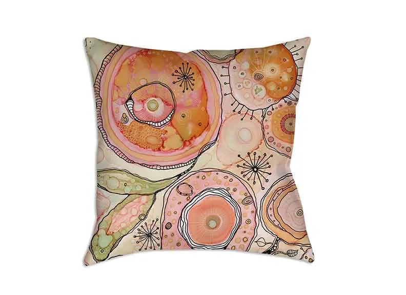 Floral Throw Pillow 'Teal Birds of a Flower 04'