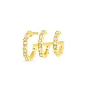 Fortress Triple Peak Diamond Hoop Earring