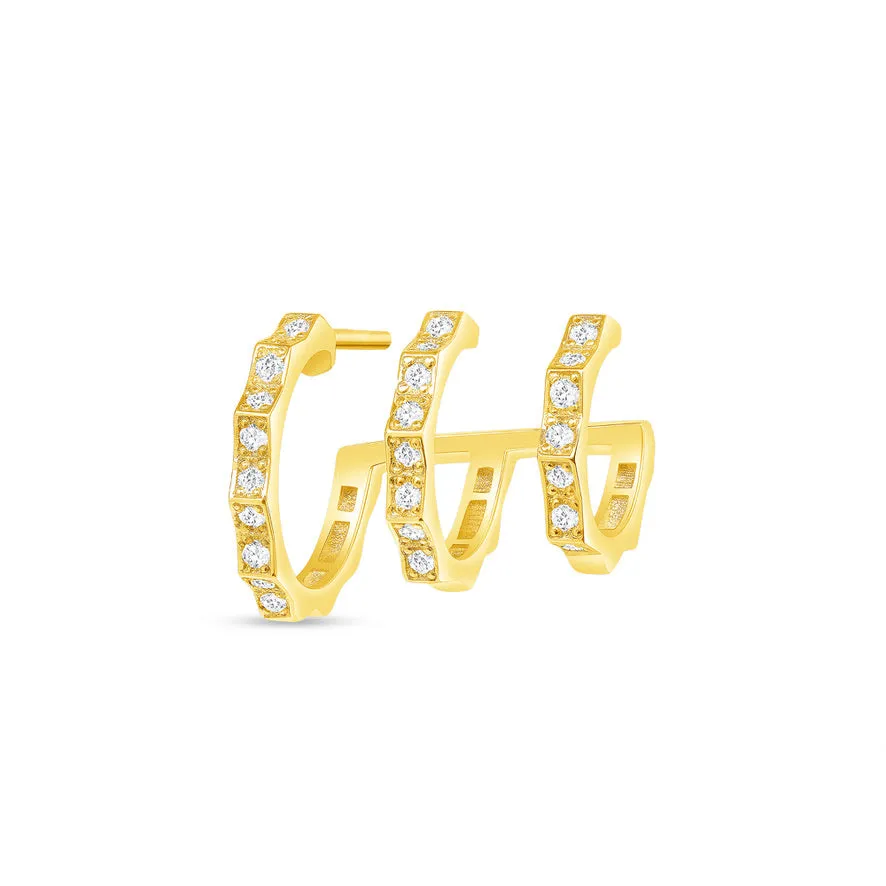 Fortress Triple Peak Diamond Hoop Earring
