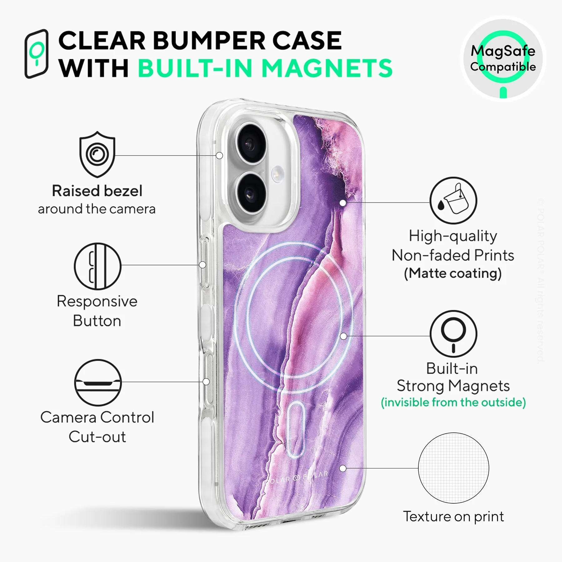 French Violet - iPhone 16 Plus Clear Bumper MagSafe Case