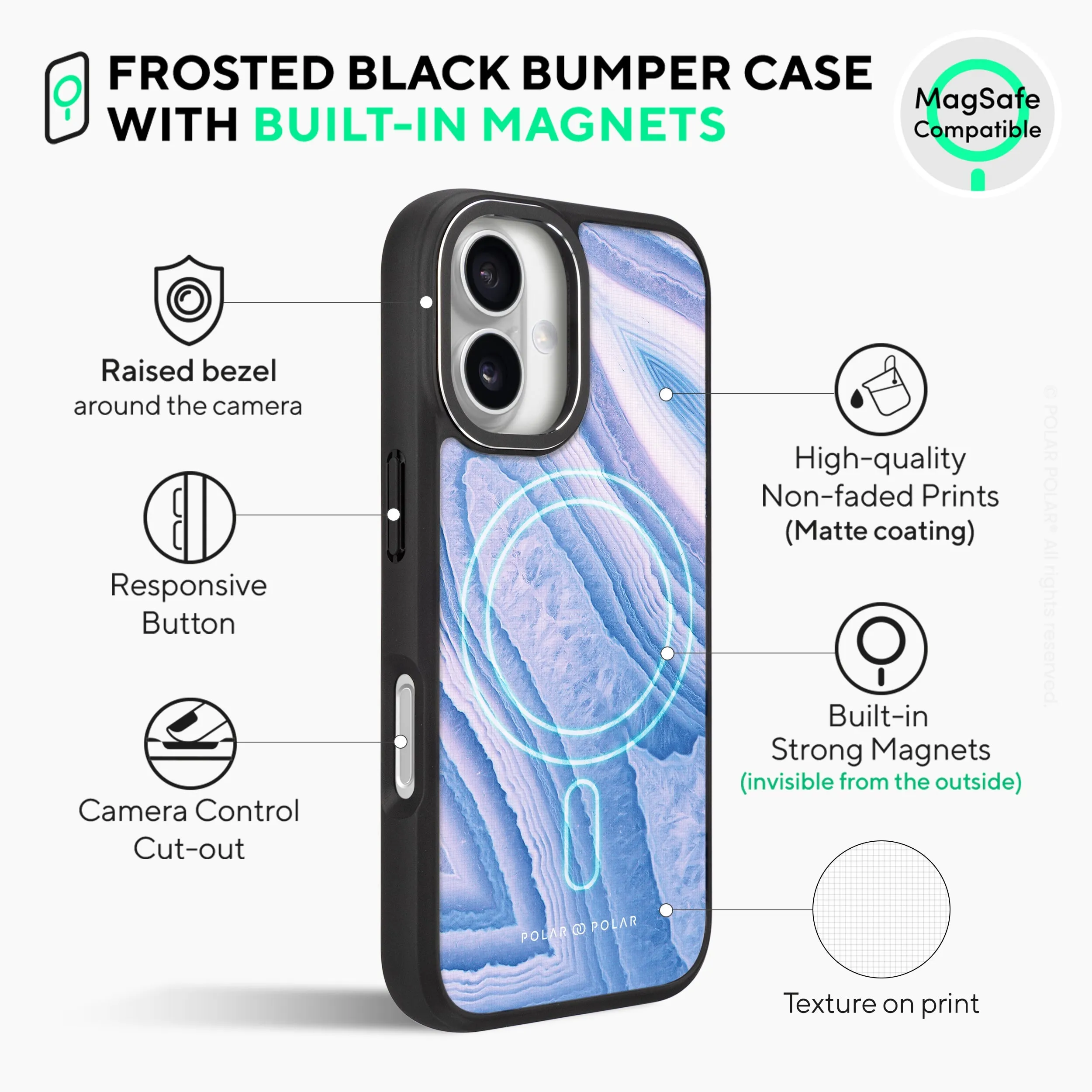 Frozen River - iPhone 16 Pro Frosted Black Bumper MagSafe Case