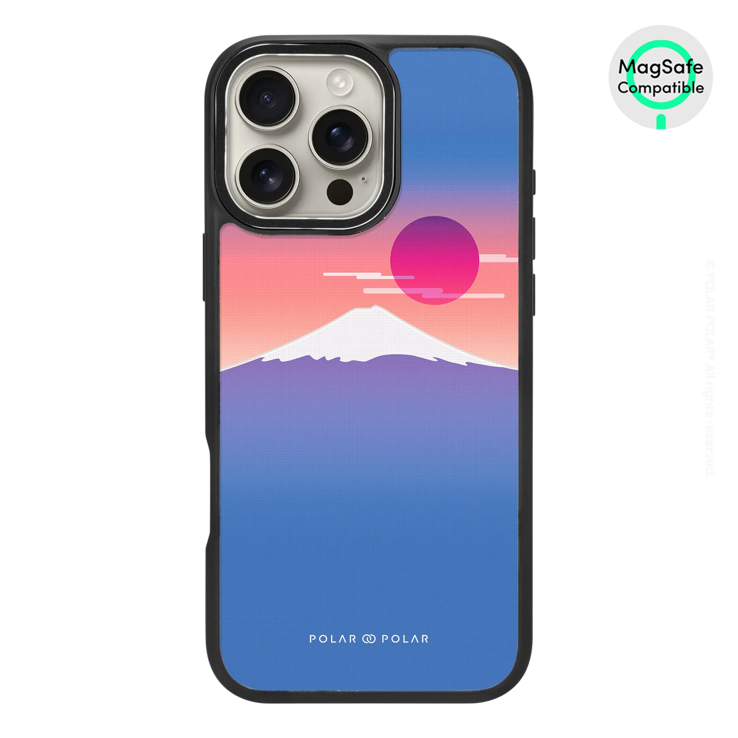 Fujisan Blue - iPhone 16 Pro Max Frosted Black Bumper MagSafe Case