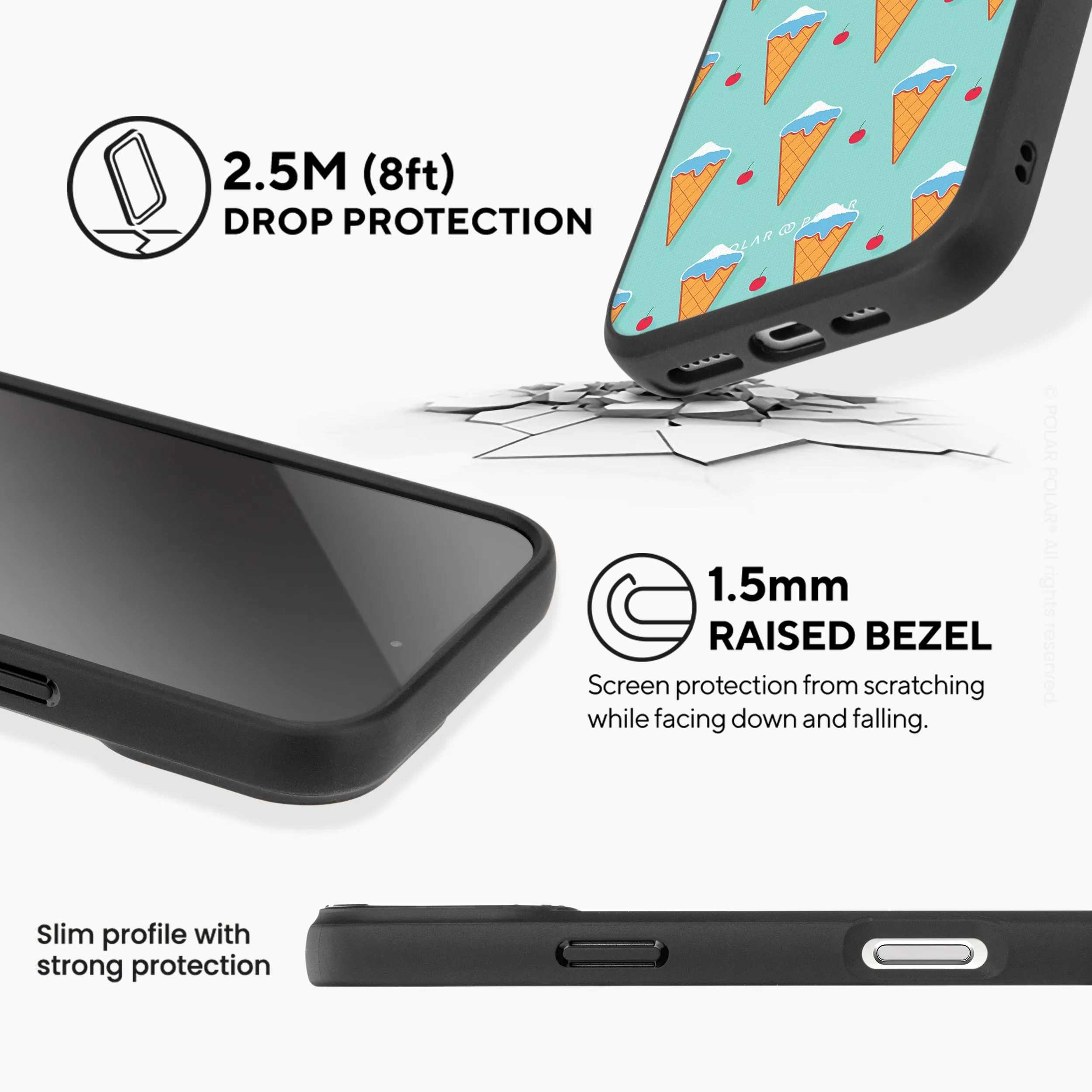 Fujisan Lake Blue Ice Cream - iPhone 16 Pro Max Frosted Black Bumper MagSafe Case