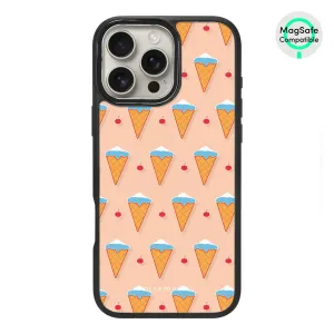 Fujisan Peach Ice Cream - iPhone 16 Pro Max Frosted Black Bumper MagSafe Case