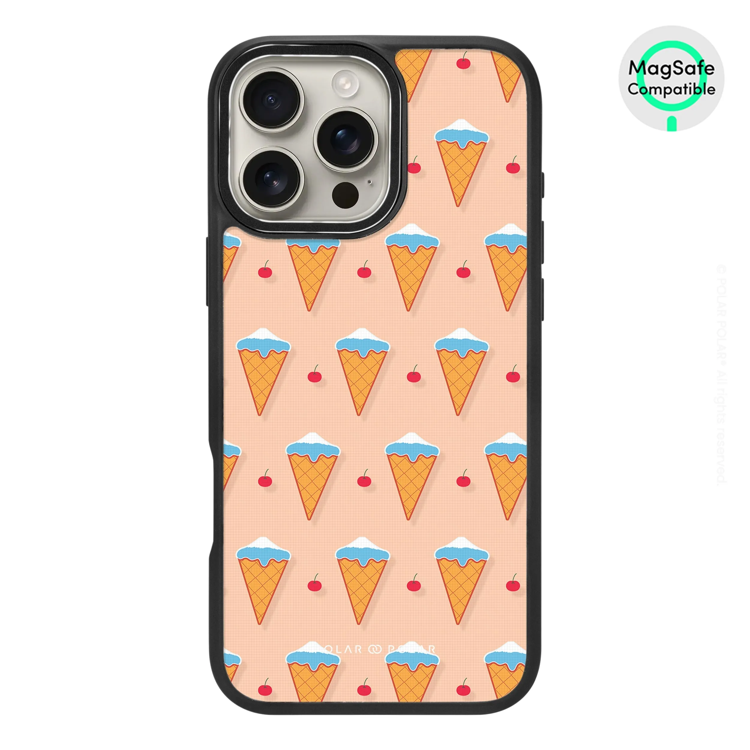 Fujisan Peach Ice Cream - iPhone 16 Pro Max Frosted Black Bumper MagSafe Case