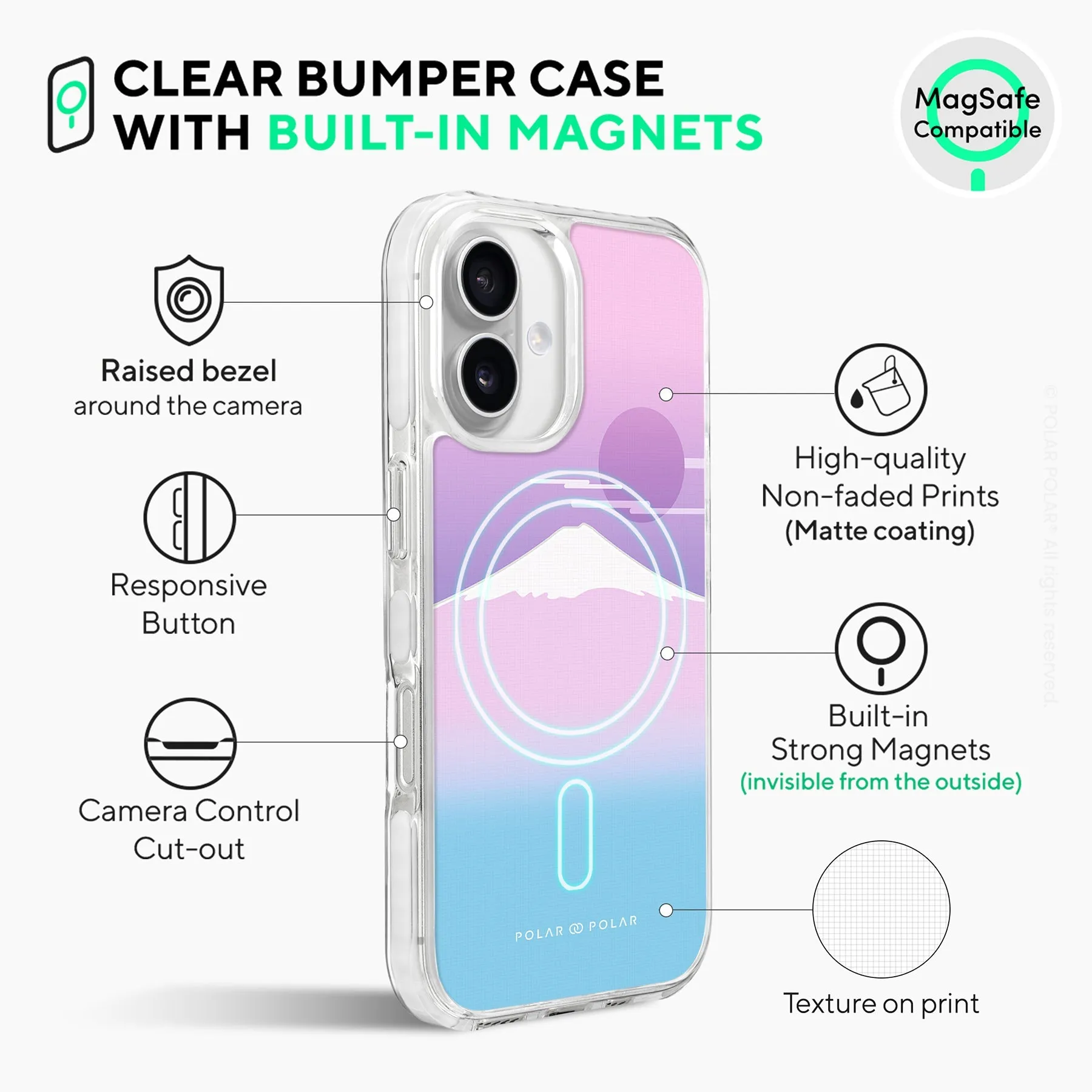 Fujisan Romance - iPhone 16 Clear Bumper MagSafe Case