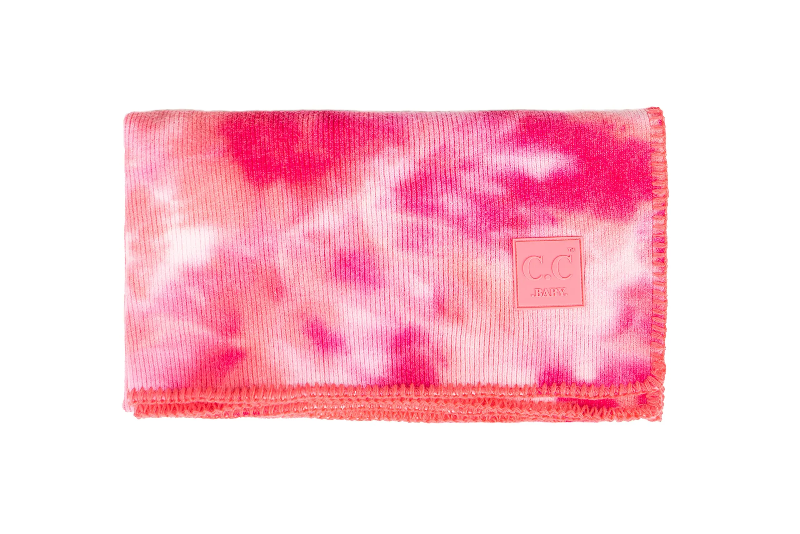 Funky Junque Lightweight Baby Throw Blanket with Matching Tie Dye Pom Beanie