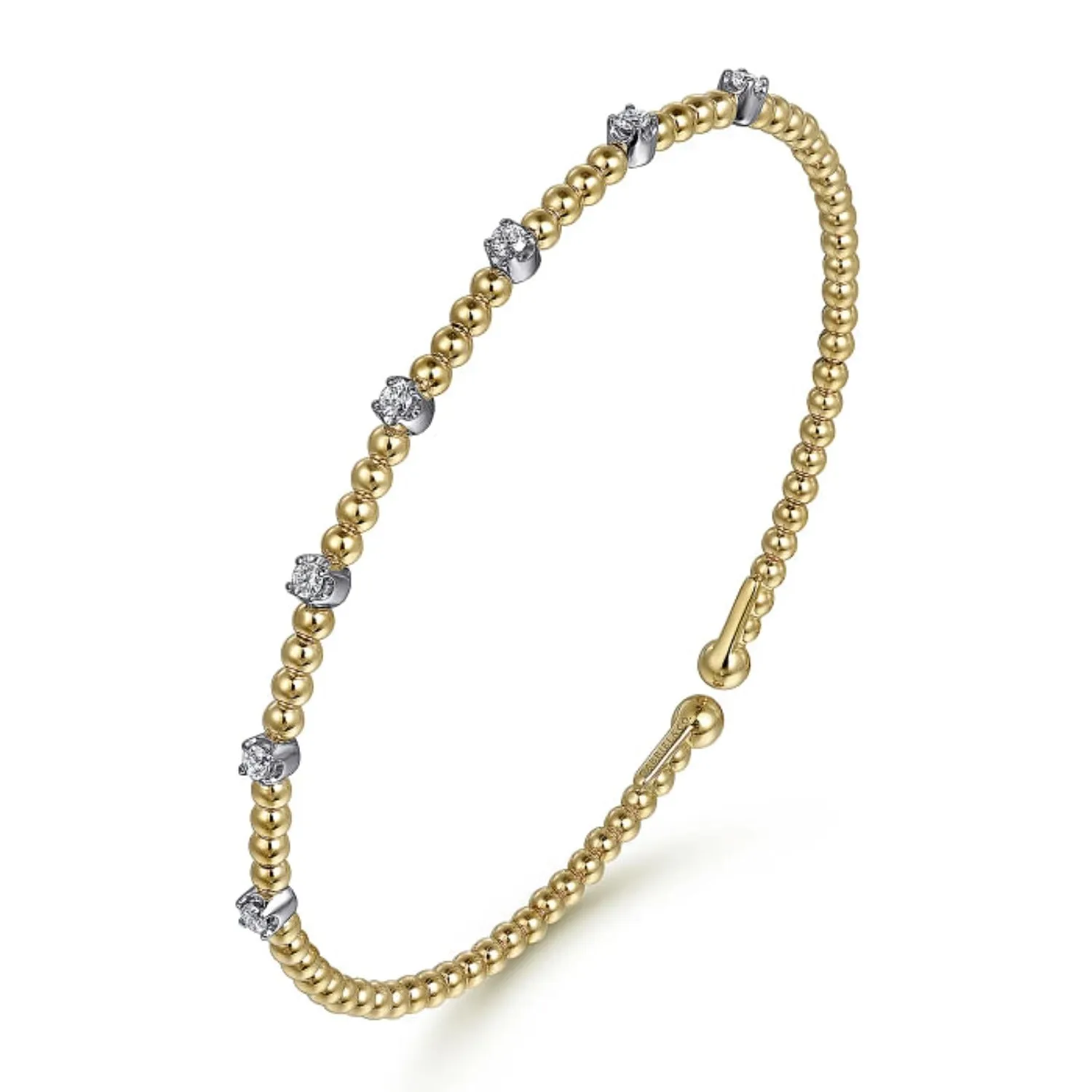 Gabriel & Co. Bujukan Bangle Bracelet with Diamond Stations with Butter Cup Setting