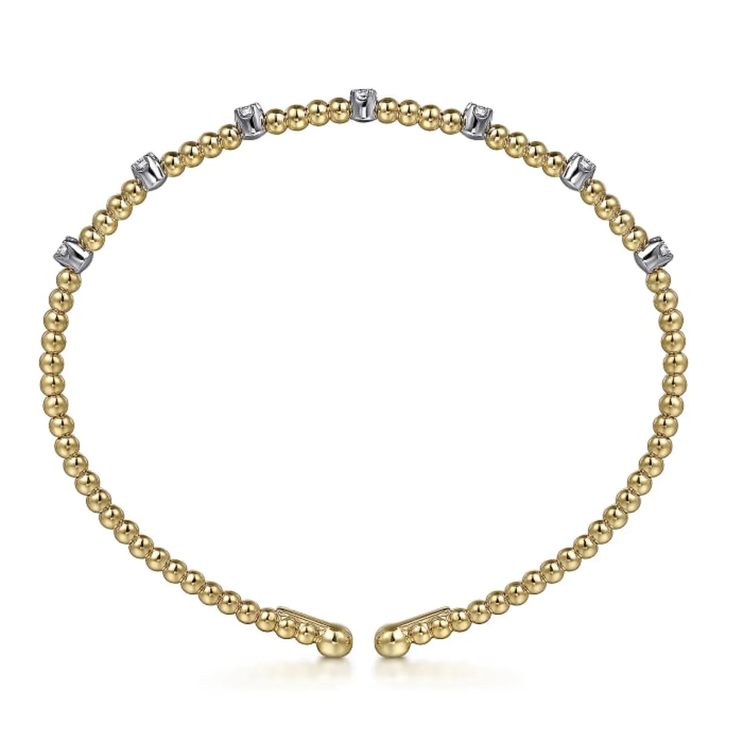 Gabriel & Co. Bujukan Bangle Bracelet with Diamond Stations with Butter Cup Setting