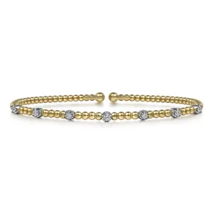 Gabriel & Co. Bujukan Bangle Bracelet with Diamond Stations with Butter Cup Setting