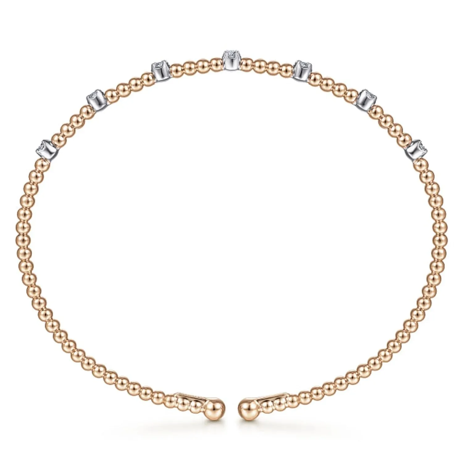 Gabriel & Co. Bujukan Bangle Bracelet with Diamond Stations with Butter Cup Setting
