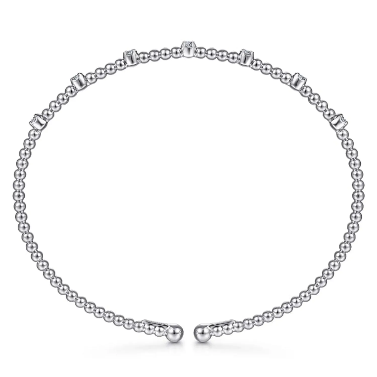 Gabriel & Co. Bujukan Bangle Bracelet with Diamond Stations with Butter Cup Setting