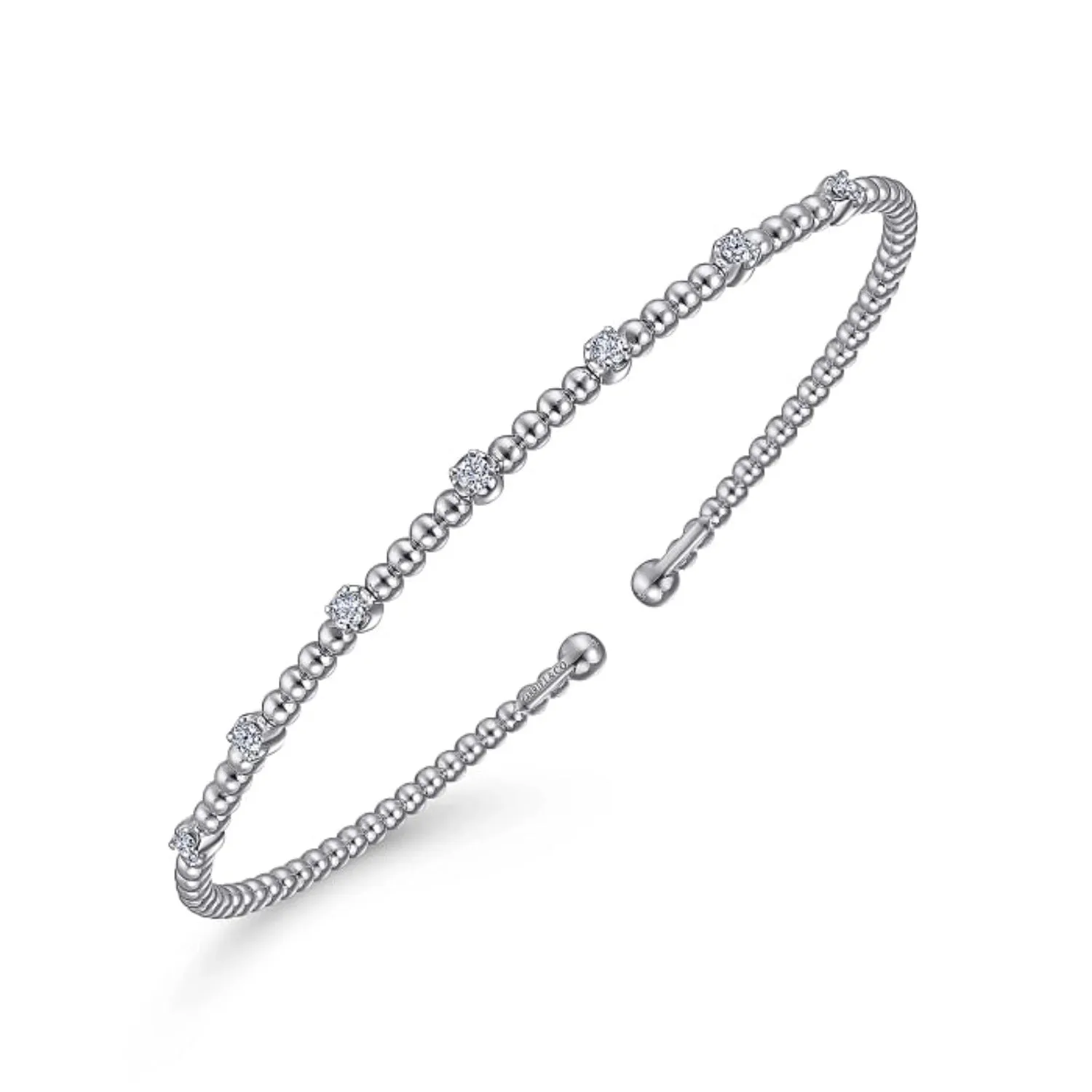 Gabriel & Co. Bujukan Bangle Bracelet with Diamond Stations with Butter Cup Setting