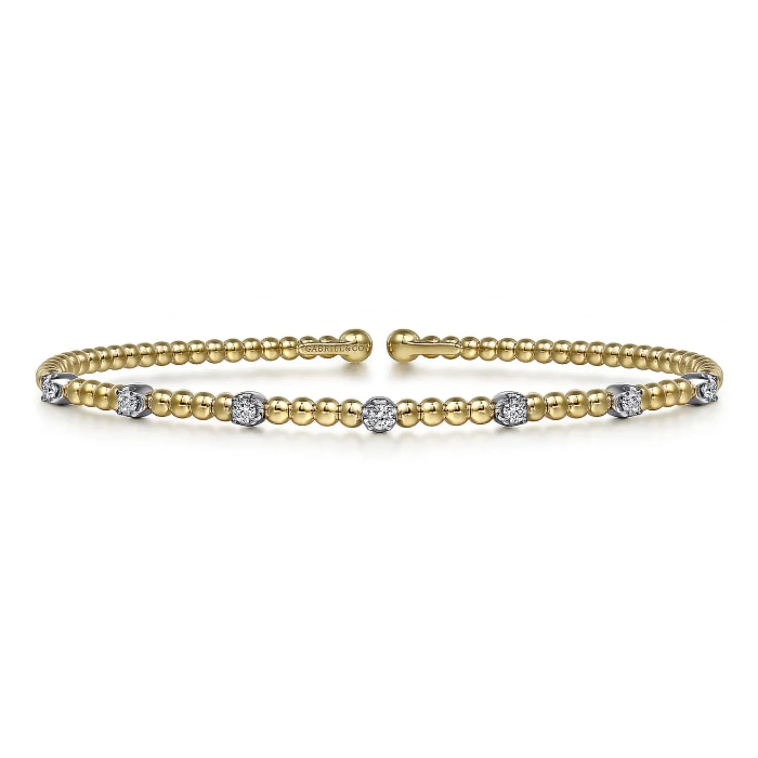 Gabriel & Co. Bujukan Bangle Bracelet with Diamond Stations with Butter Cup Setting