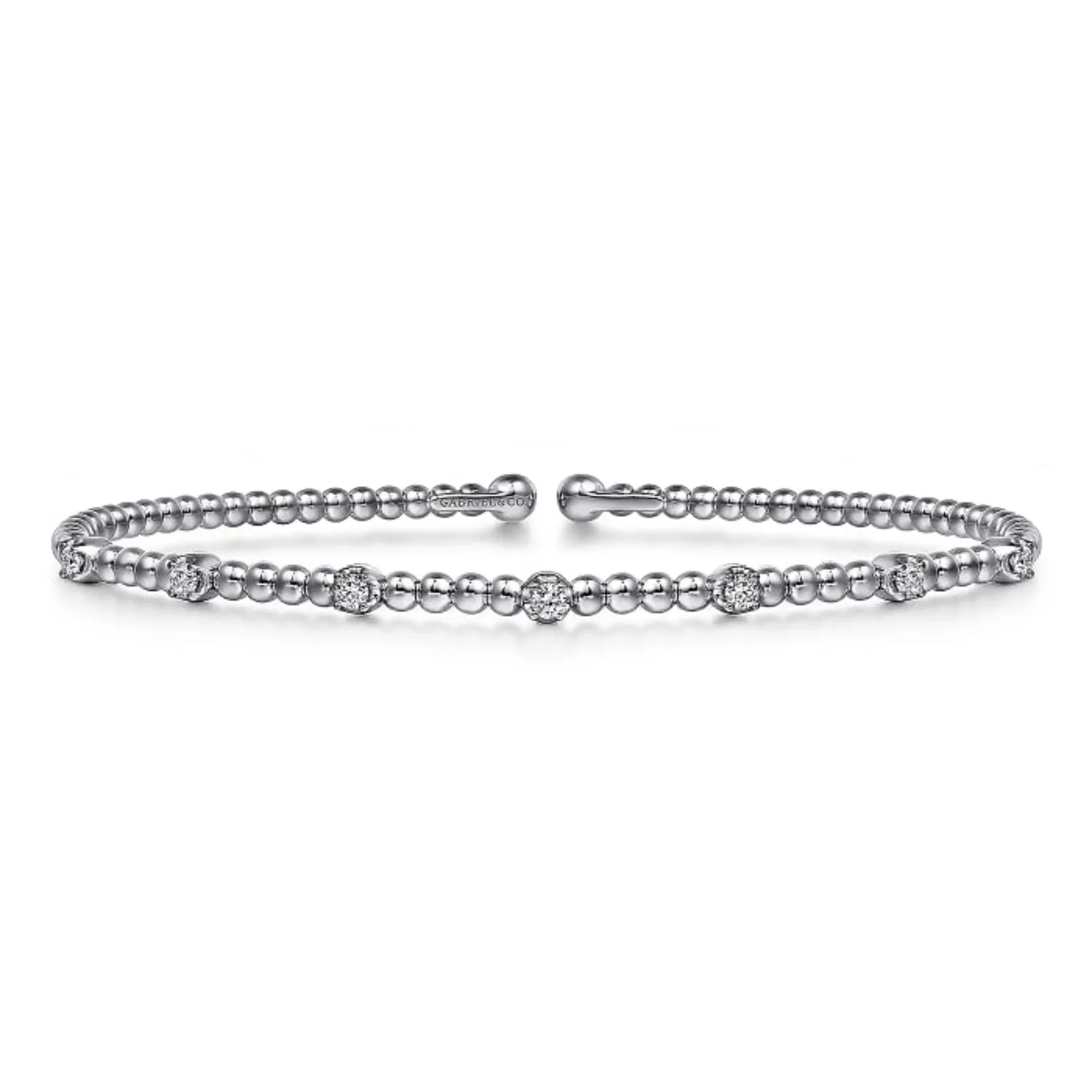 Gabriel & Co. Bujukan Bangle Bracelet with Diamond Stations with Butter Cup Setting