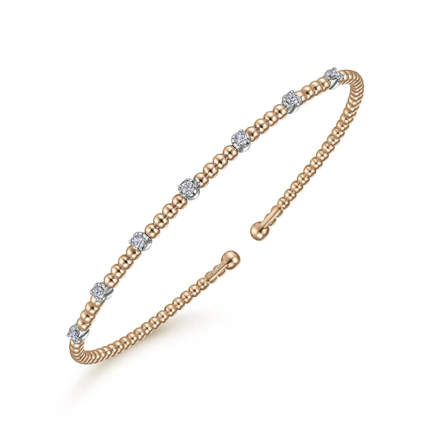 Gabriel & Co. Bujukan Bangle Bracelet with Diamond Stations with Butter Cup Setting