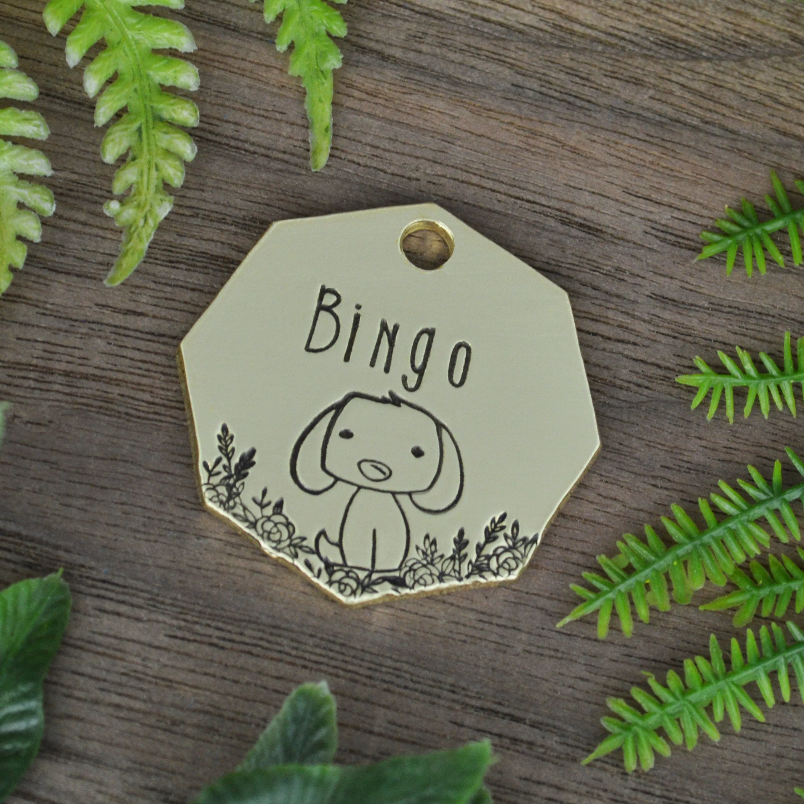 Garden Pup Hand Stamped Dog Collar Tag