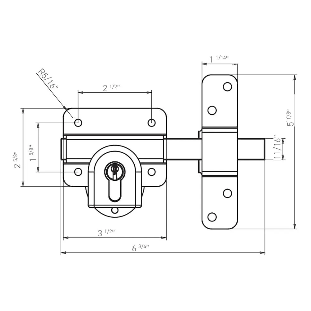 Gatemate Euro Profile Long Throw Lock - Double Locking