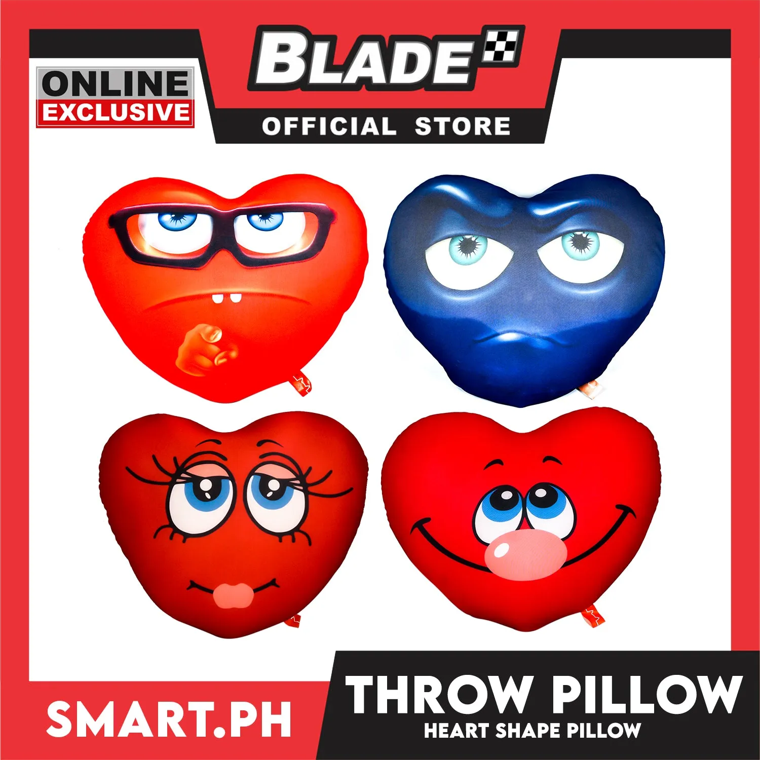 Gifts Throw Pillow Heart Monster Bean Design (Assorted Colors)