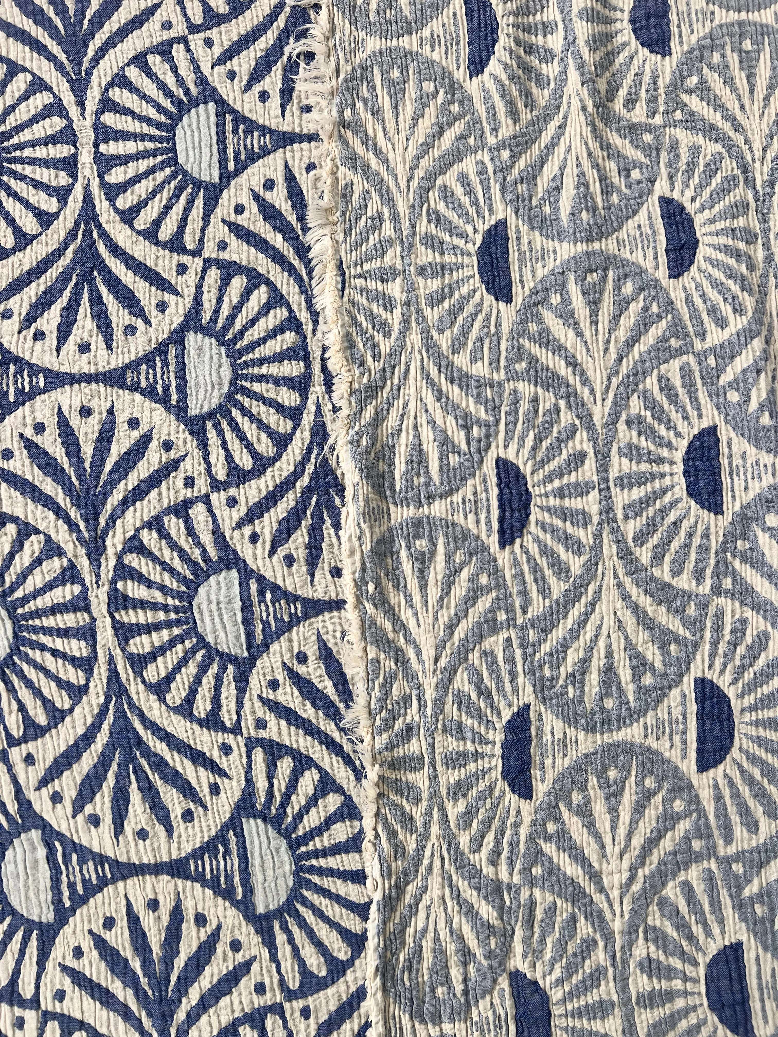 Ginkgo Muslin Bed Blanket Blue