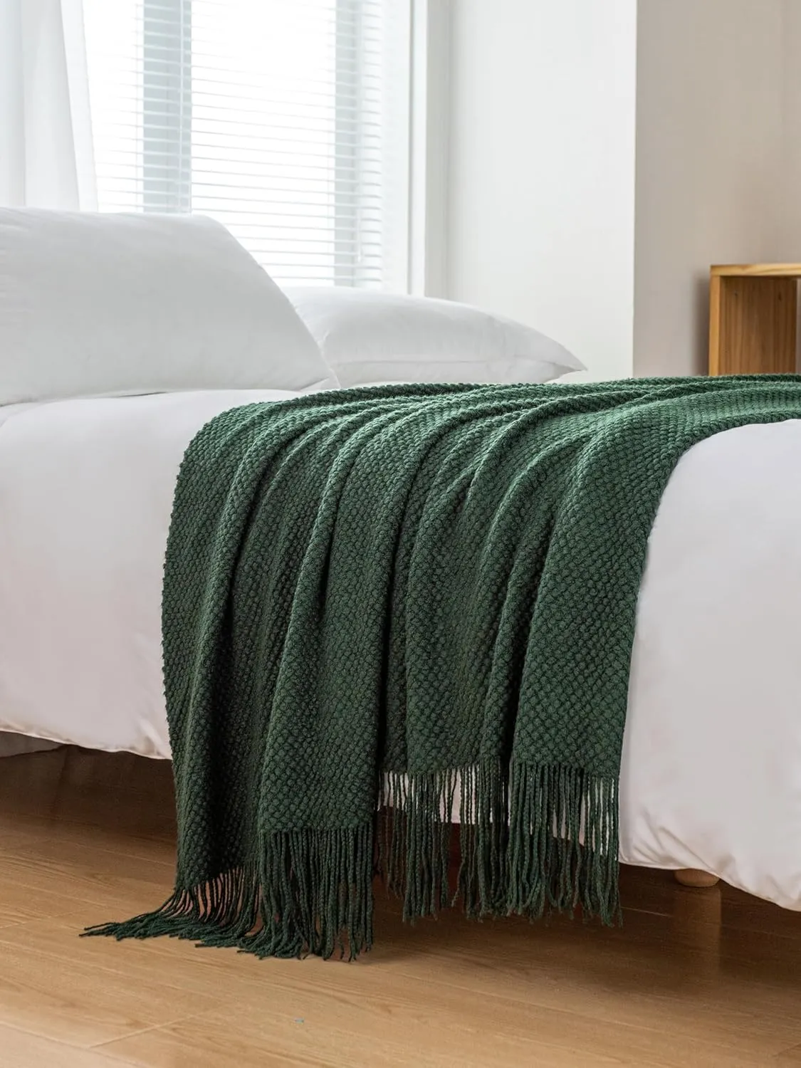 Gioia Casa Micro Plush Knitted Woven Throw Blanket - Forest