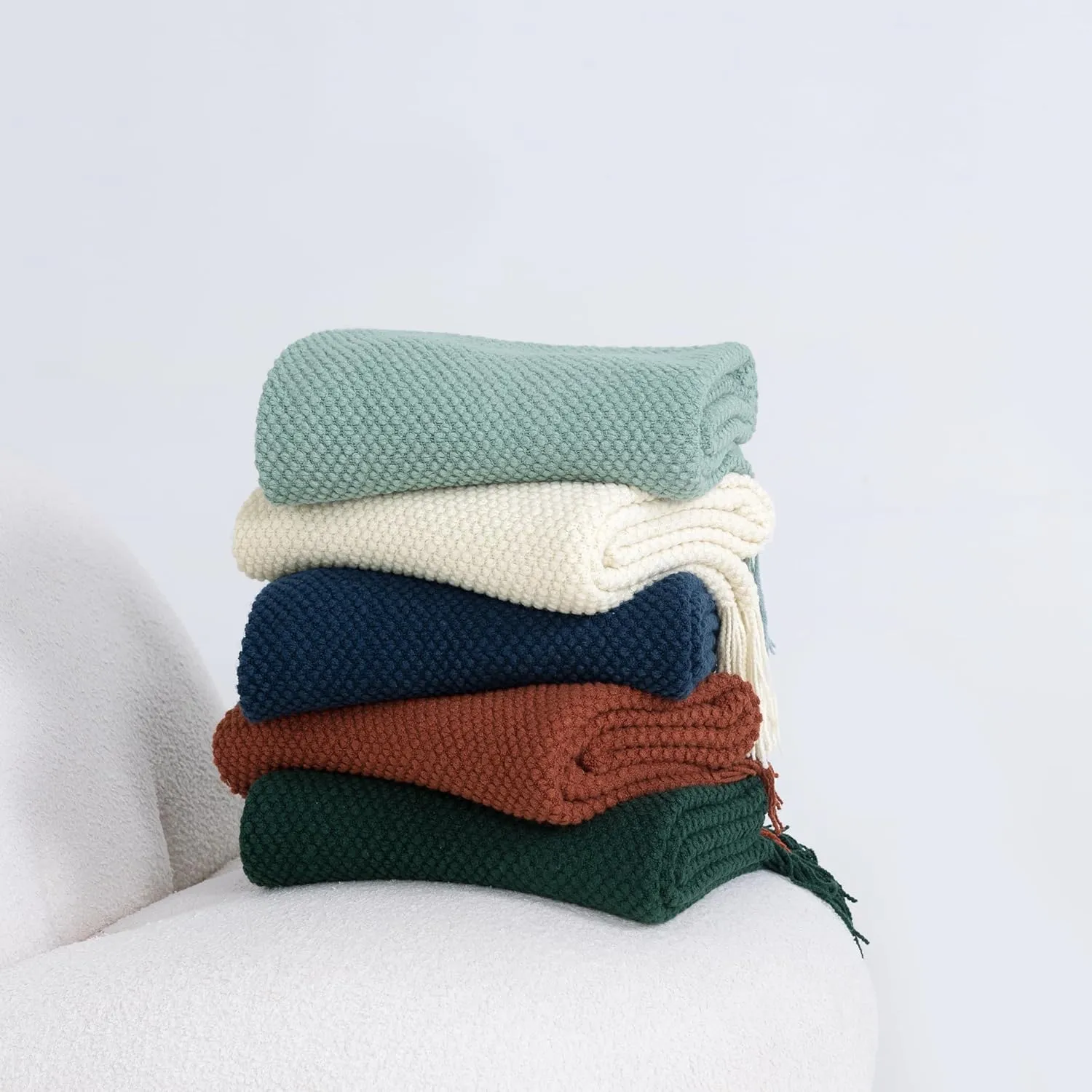 Gioia Casa Micro Plush Knitted Woven Throw Blanket - Forest