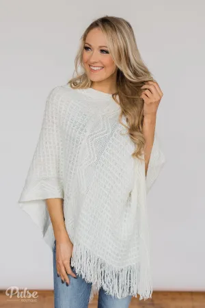 Gliding In Style Knitted Poncho Top- Ivory