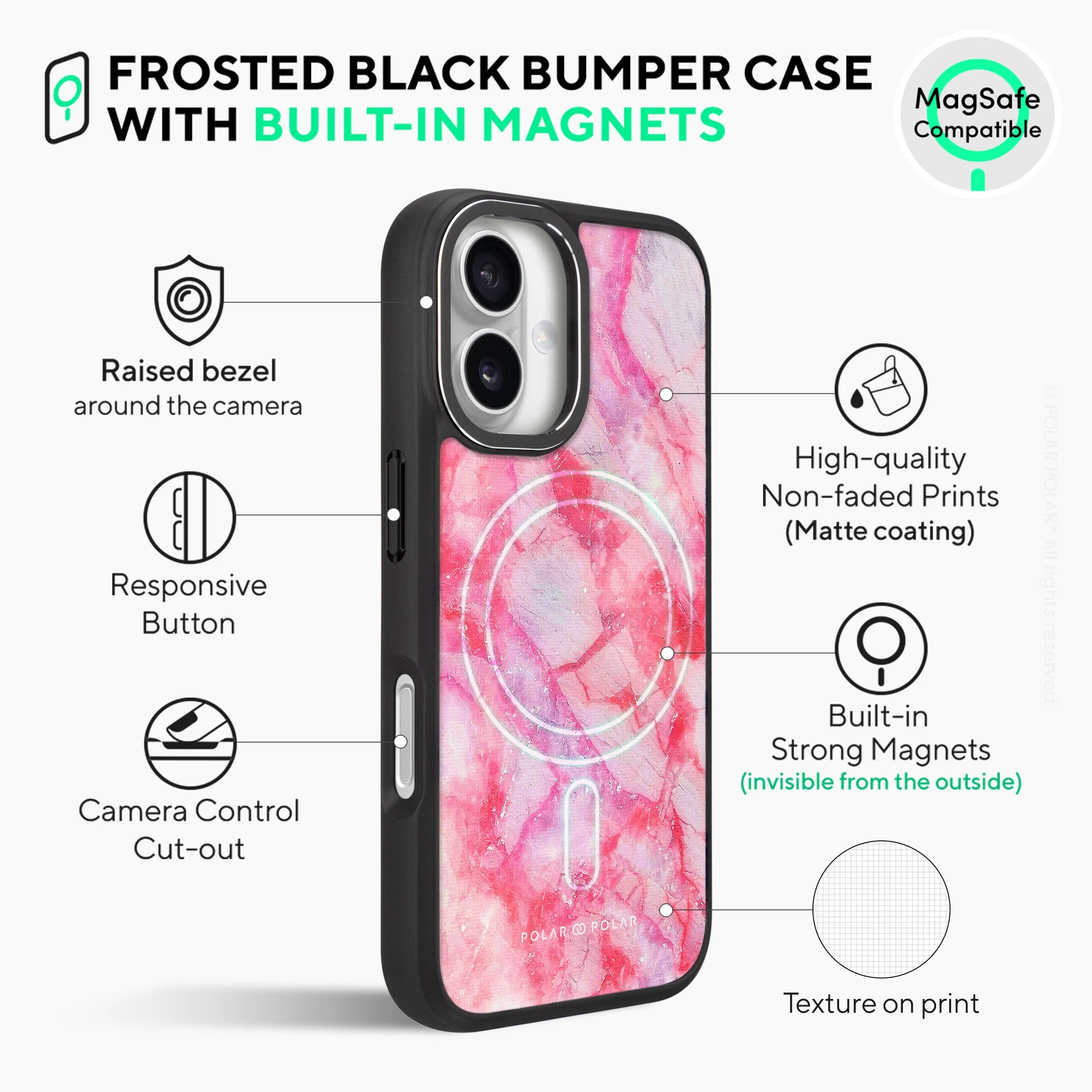 Gloaming Island - iPhone 16 Plus Frosted Black Bumper MagSafe Case