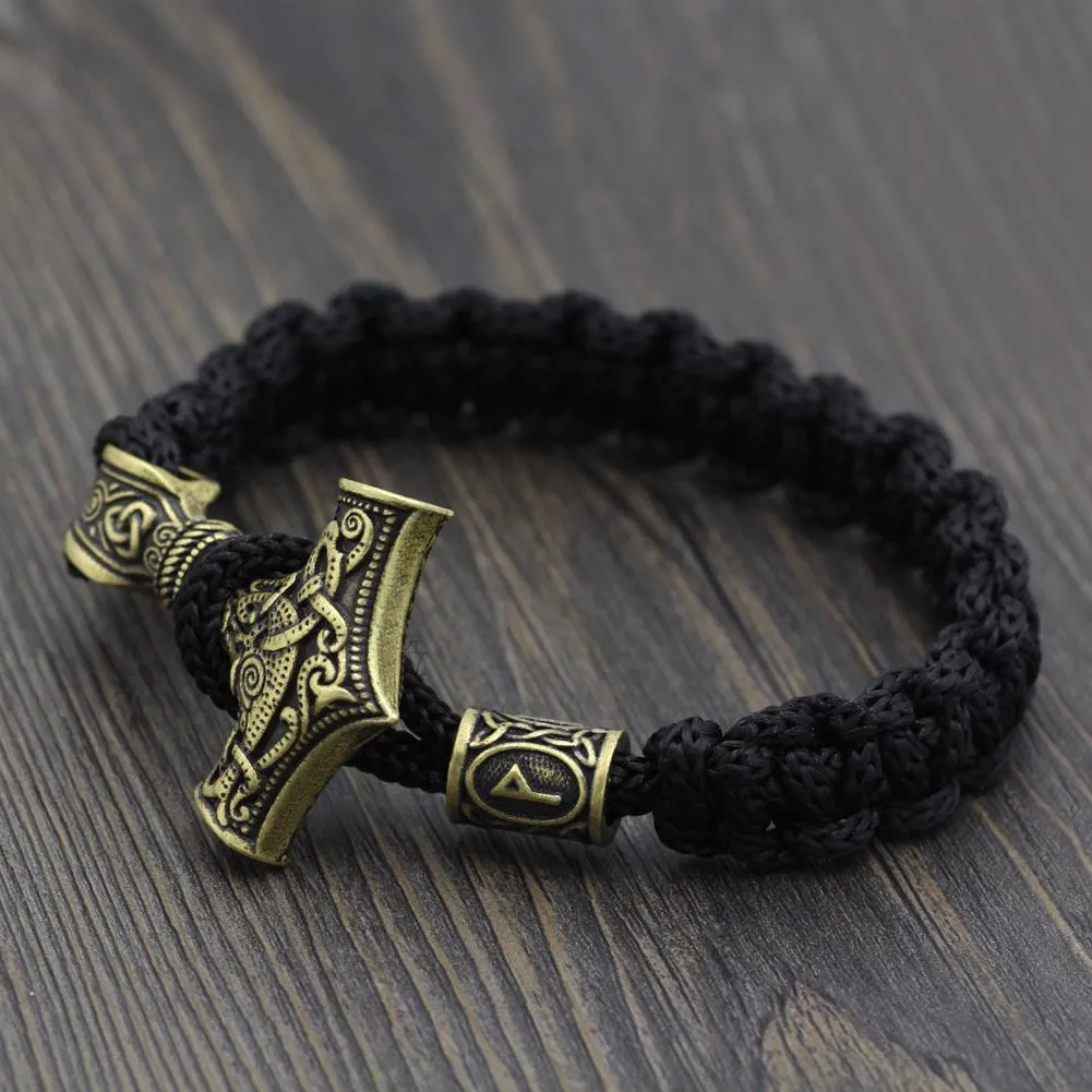 Gold Mjolnir Paracord Bracelet