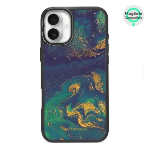 Green Night Quicksand - iPhone 16 Plus Frosted Black Bumper MagSafe Case