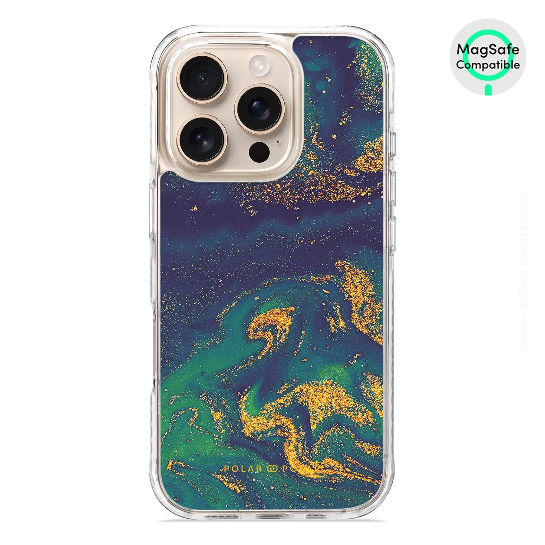 Green Night Quicksand - iPhone 16 Pro Clear Bumper MagSafe Case