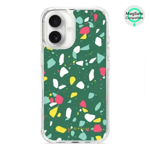 Greenfield Terrazzo - iPhone 16 Clear Bumper MagSafe Case