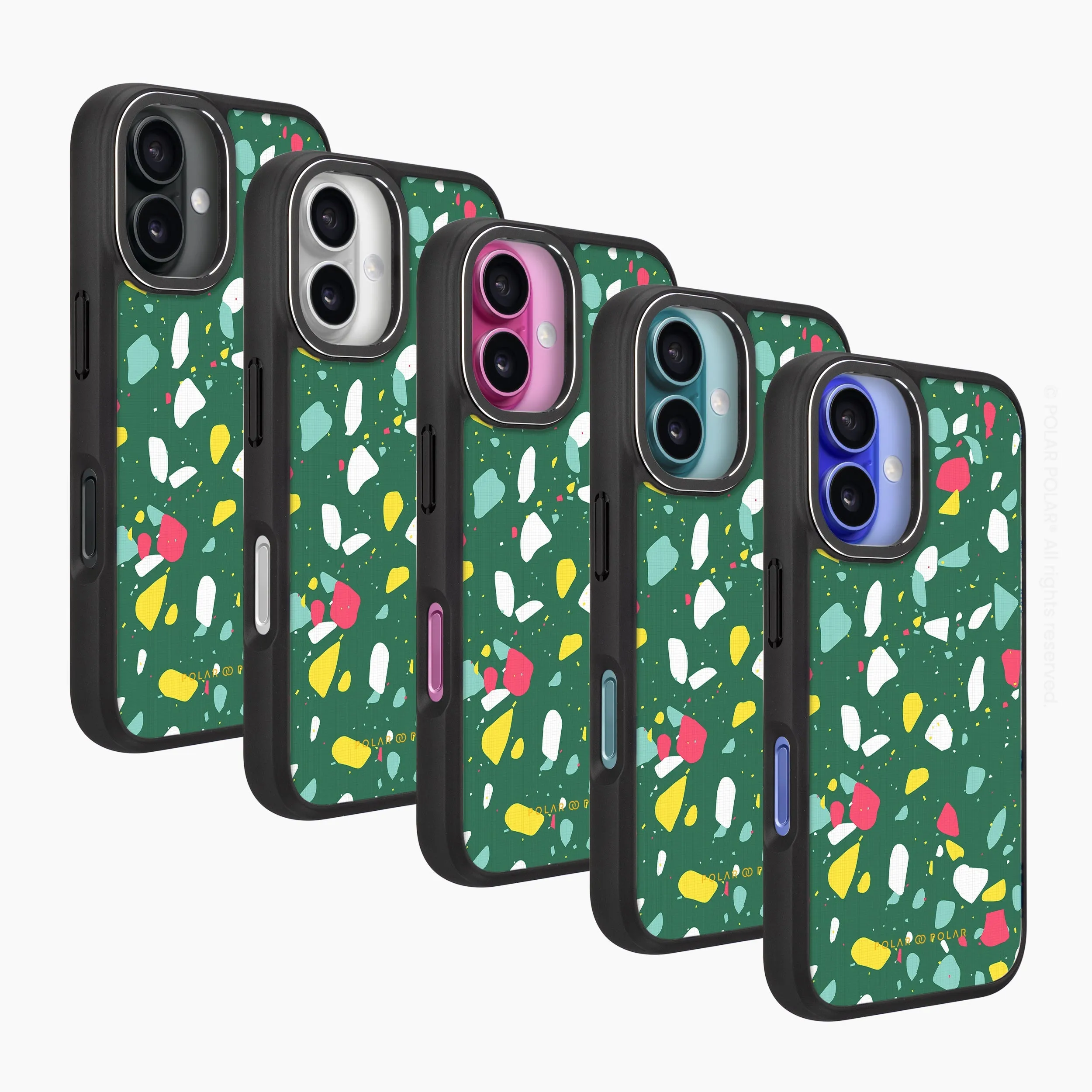 Greenfield Terrazzo - iPhone 16 Plus Frosted Black Bumper MagSafe Case