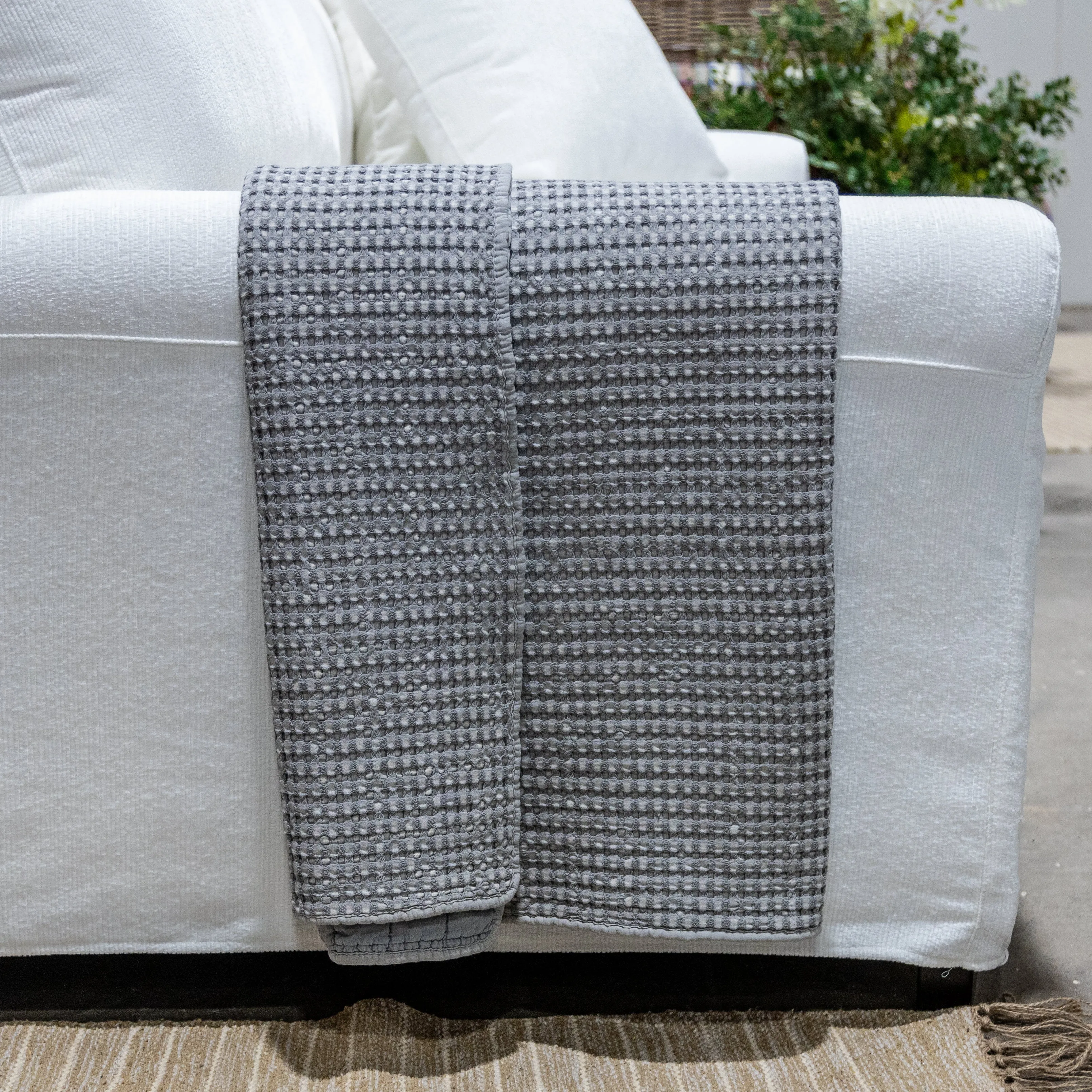 Grey Waffle Throw