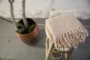 Handwoven Petek Pestemal Towel in Beige/Brown