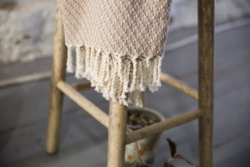 Handwoven Petek Pestemal Towel in Beige/Brown