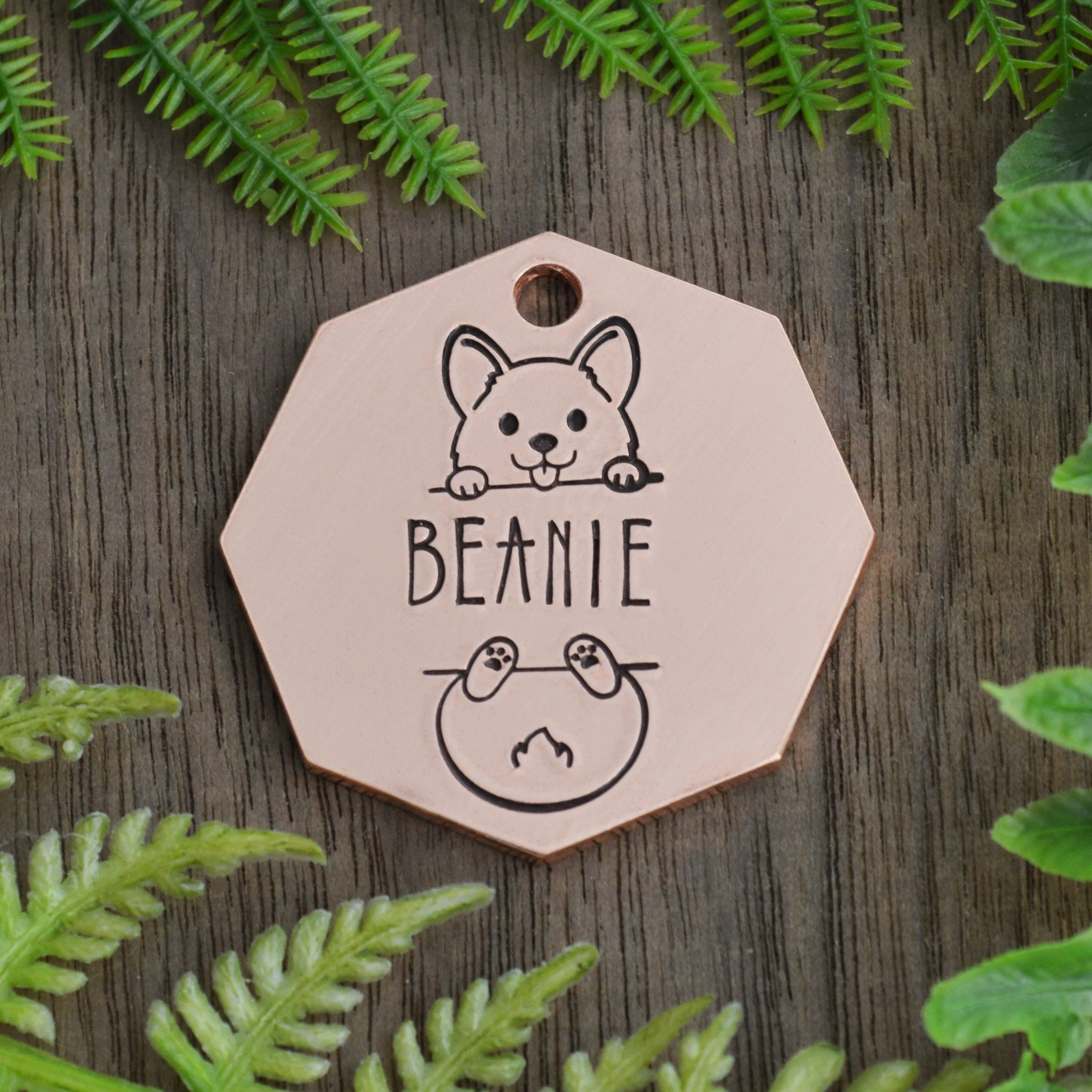 Hang in There Hand Stamped Dog Collar Tag