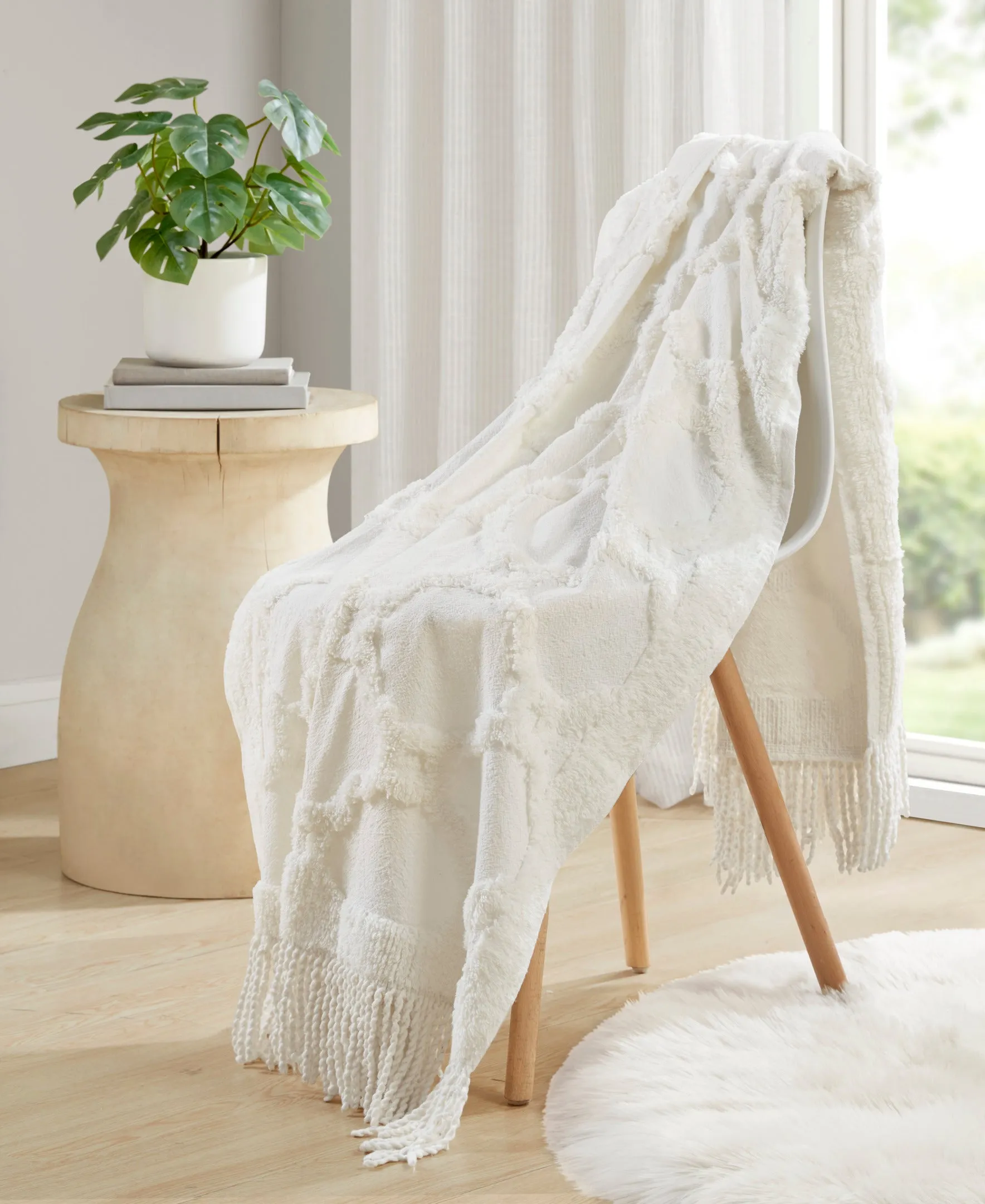 Hannah Chenille Lightweight Throw with Fringe Tassel