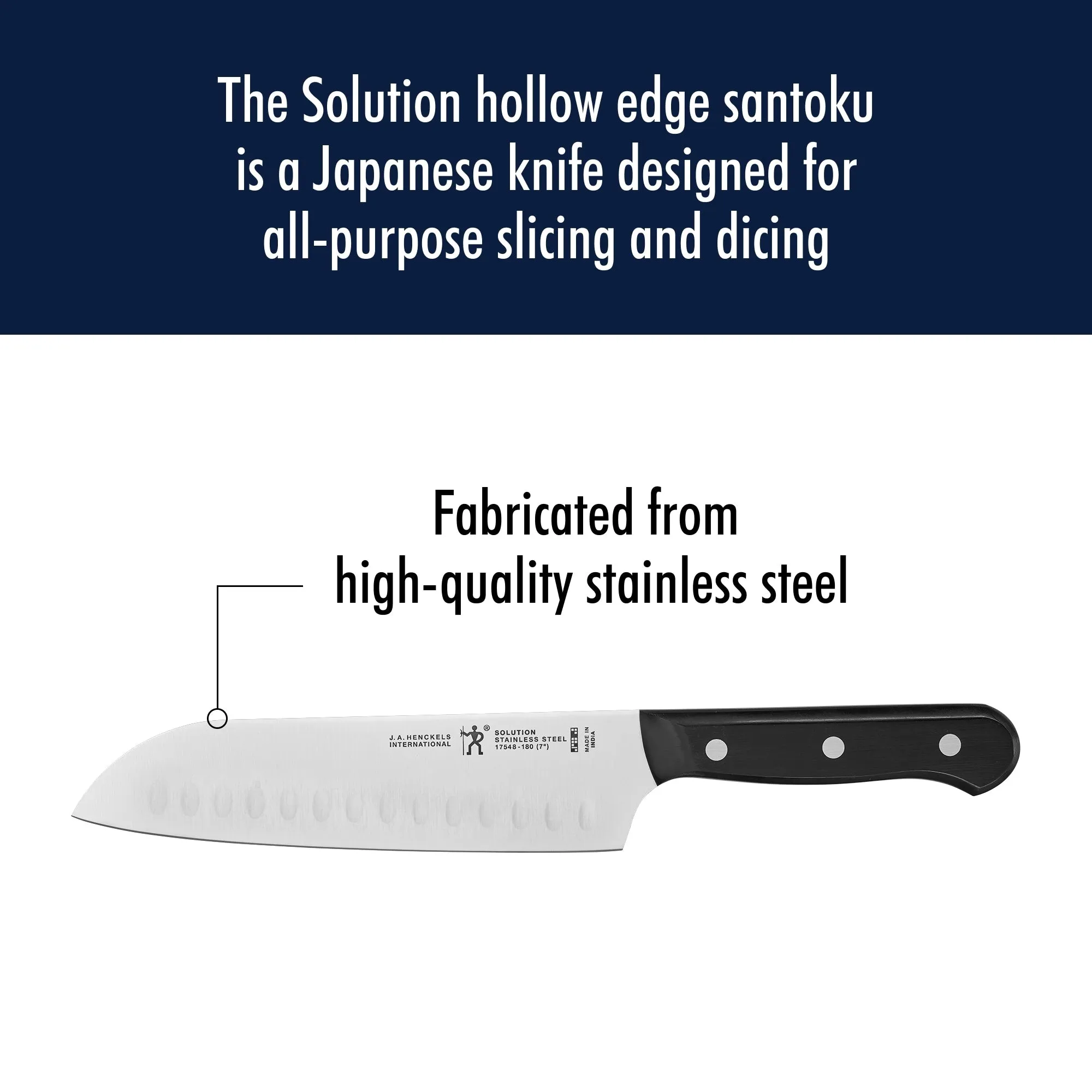 HENCKELS Solution 7-inch Hollow Edge Santoku Knife