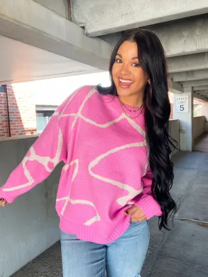 HIGH VOLTAGE SWEATER- PINK & WHITE