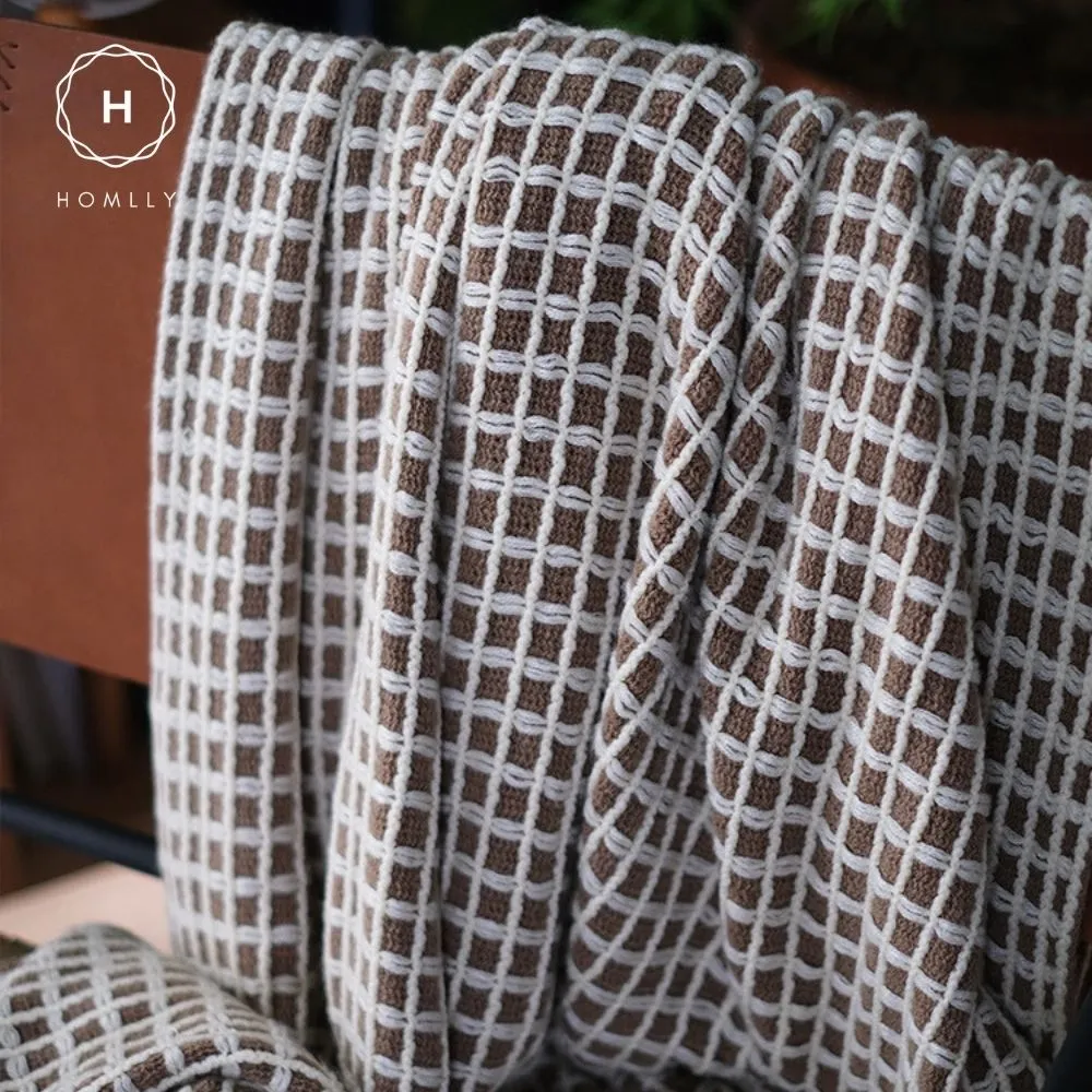 Homlly Chekii Knitted Soft Woven Blanket Throw with Tassels for Sofa Chair Bed