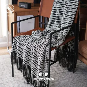Homlly Chekii Knitted Soft Woven Blanket Throw with Tassels for Sofa Chair Bed