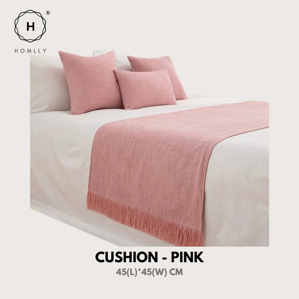 Homlly Weave Decorative Pillow Cushion Covers with Bed Runner Throw