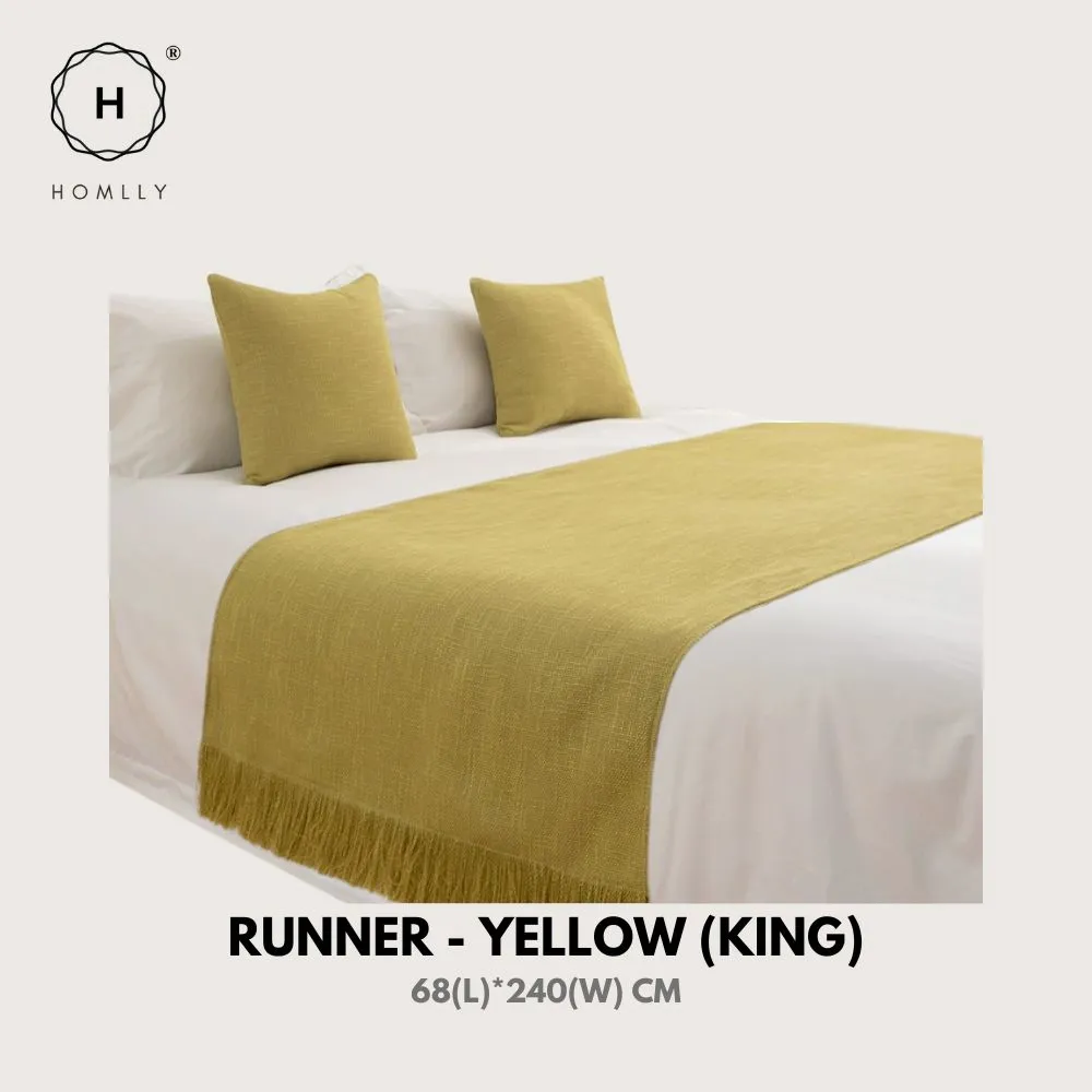 Homlly Weave Decorative Pillow Cushion Covers with Bed Runner Throw