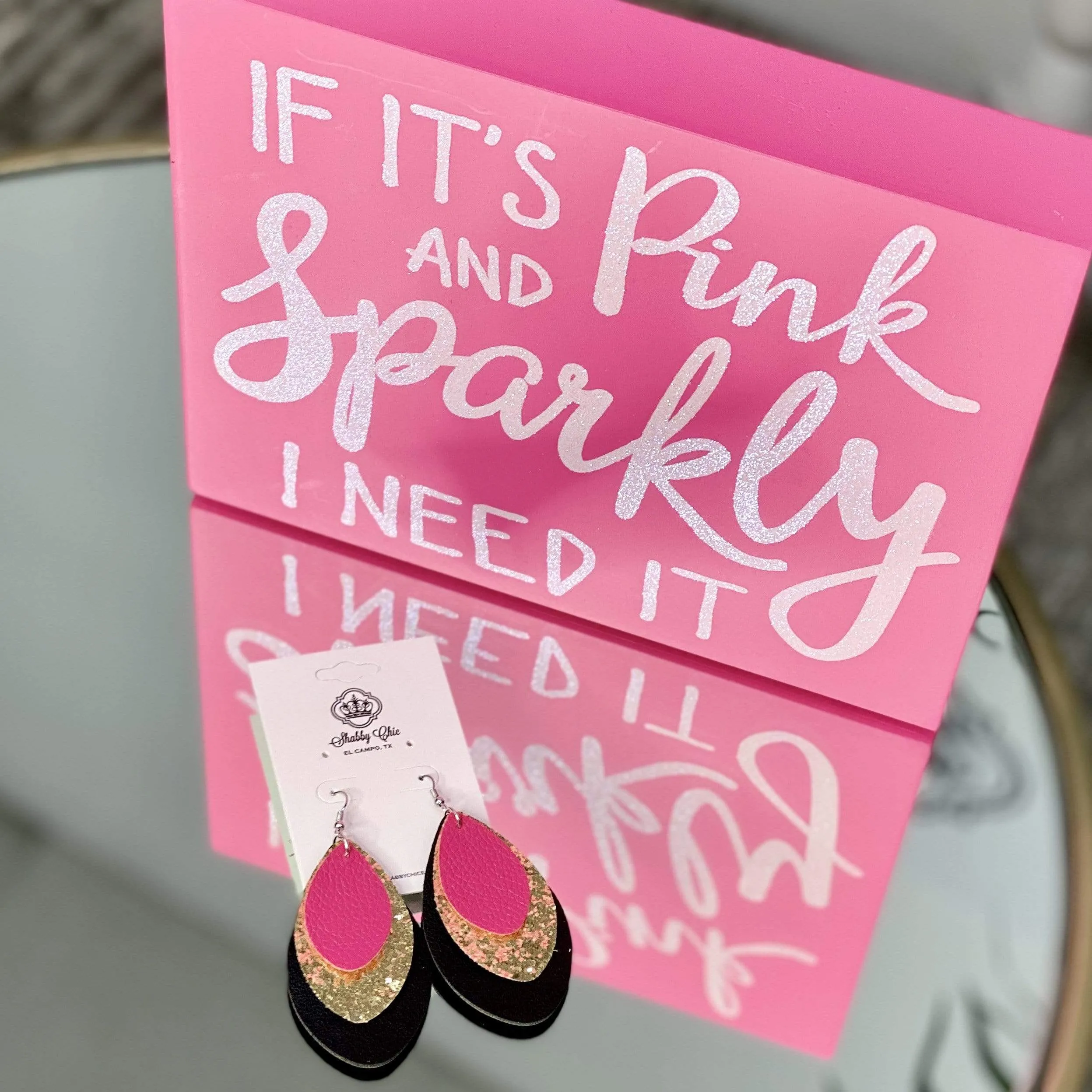Hot Pink, Gold and Black earrings