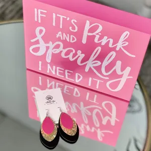 Hot Pink, Gold and Black earrings
