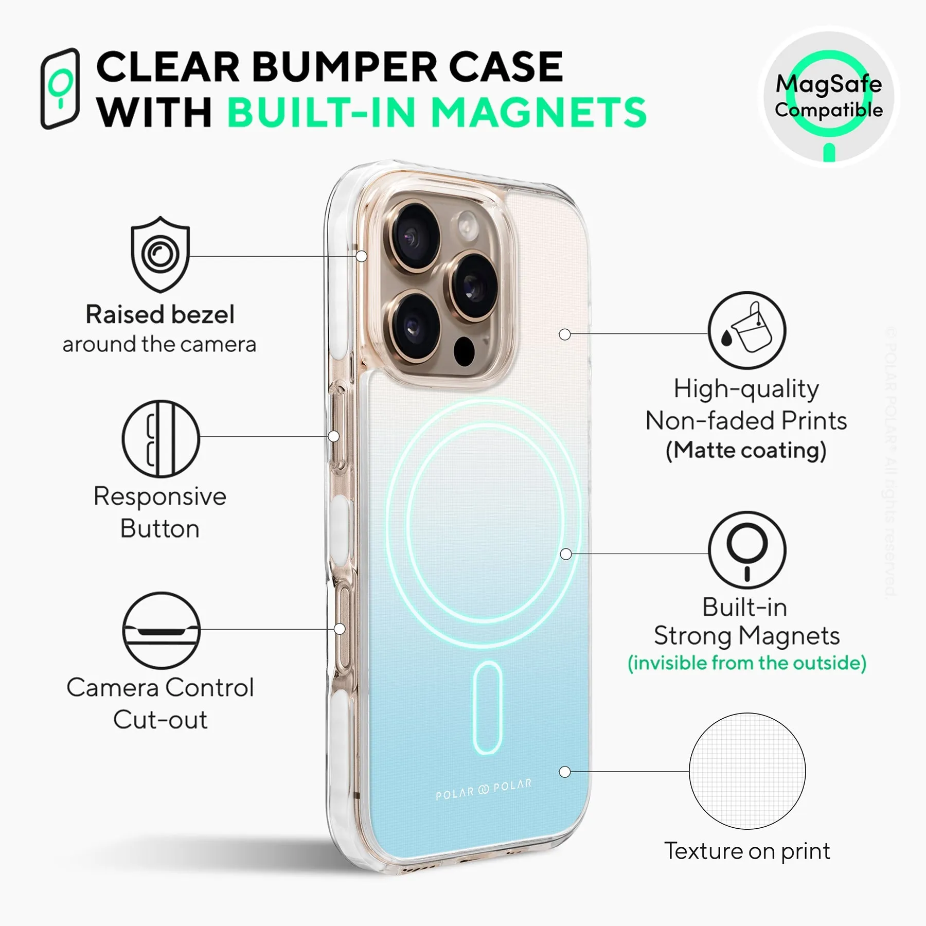 Iceberg Pastel - iPhone 16 Pro Max Clear Bumper MagSafe Case