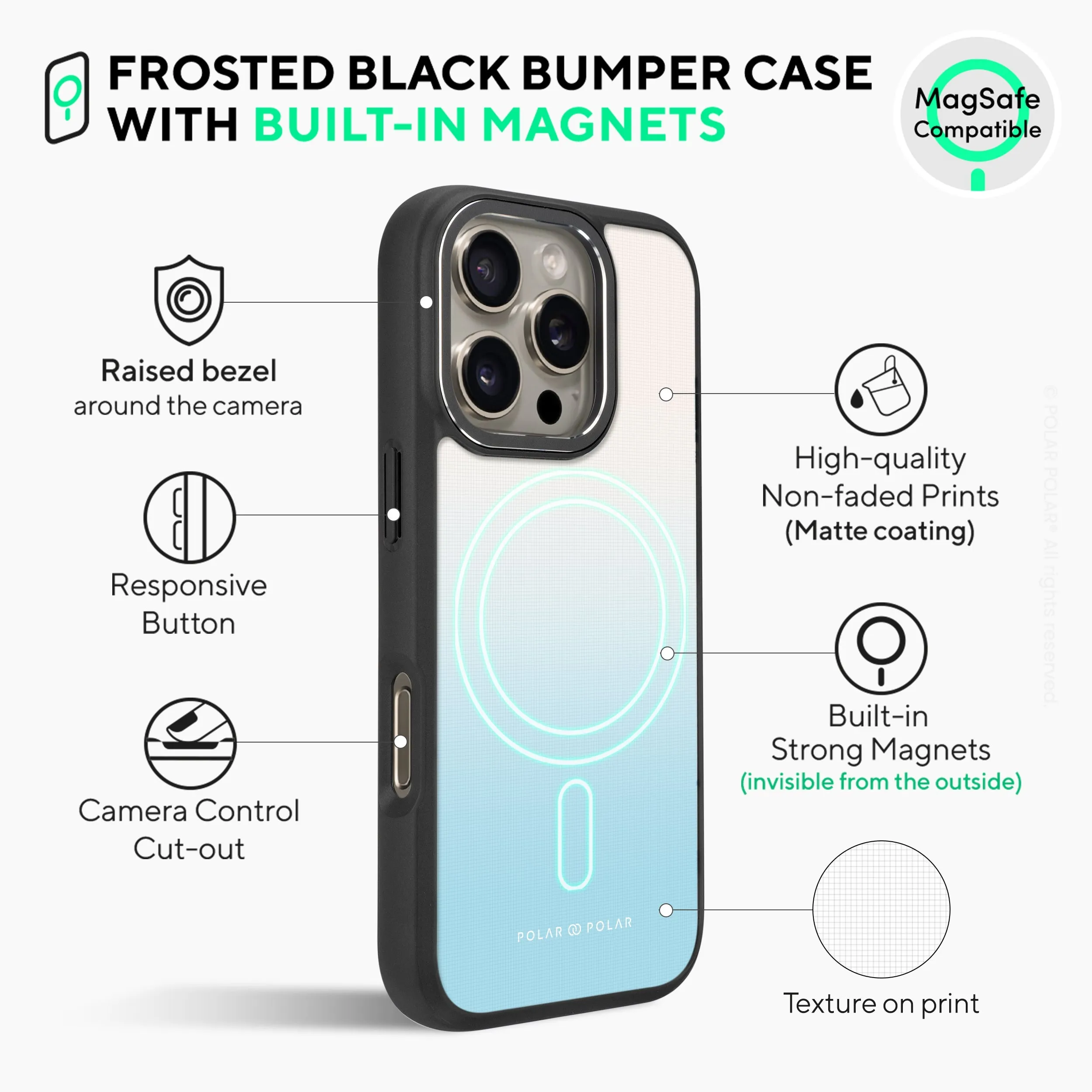 Iceberg Pastel - iPhone 16 Pro Max Frosted Black Bumper MagSafe Case