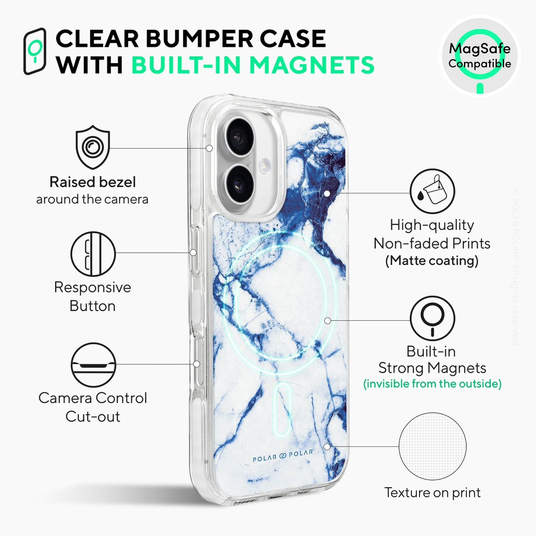Indigo Vase - iPhone 16 Plus Clear Bumper MagSafe Case